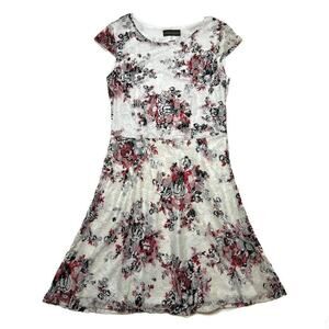 Salon Studio Floral Lace Dress Cap Sleeve Midi A Line Women's MP Formal Holiday